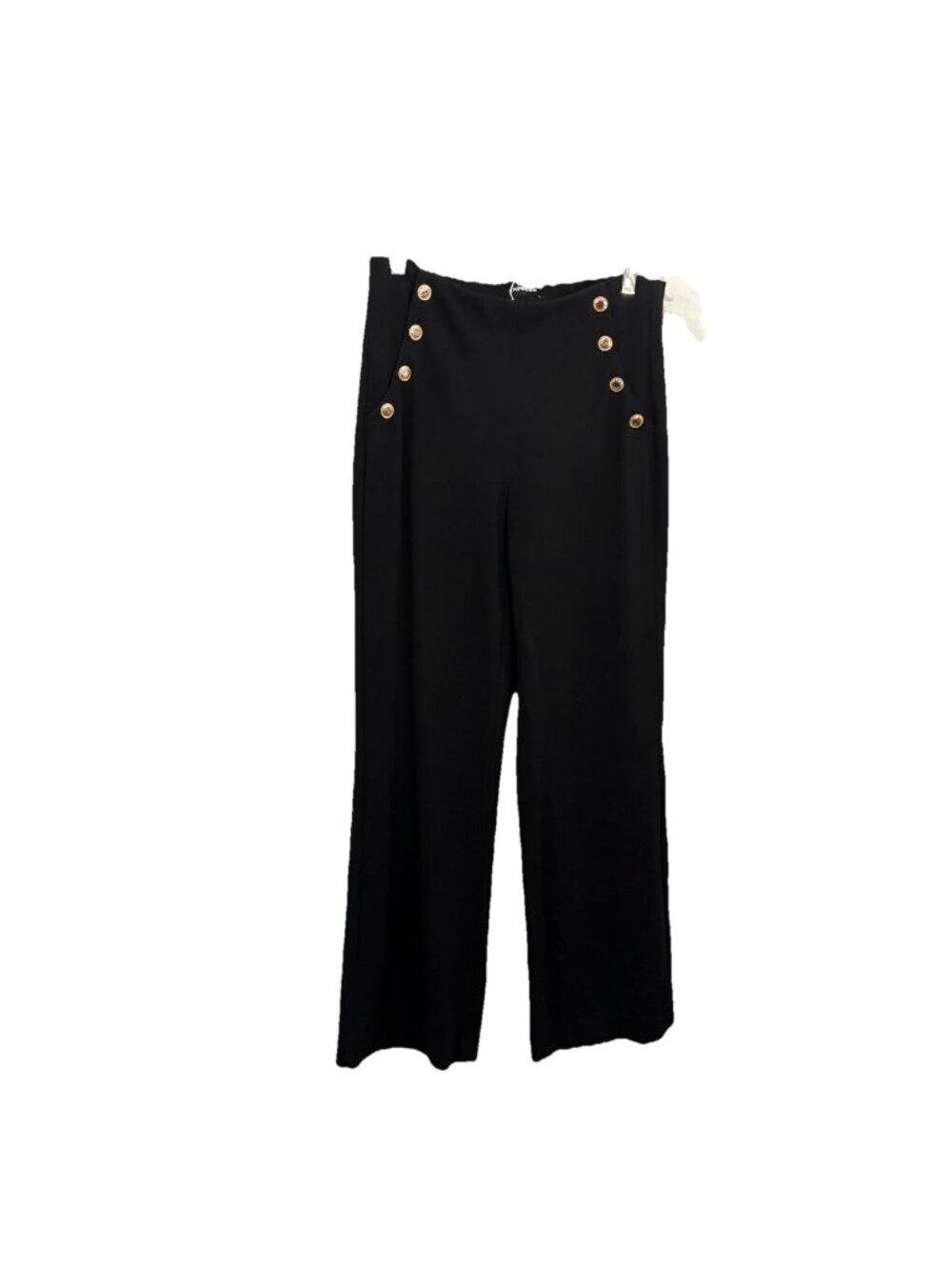 Express Super High Waisted Novelty Button Wide Leg Trouser Medium Black Gold